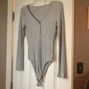 Gray Long Sleeve Bodysuit
